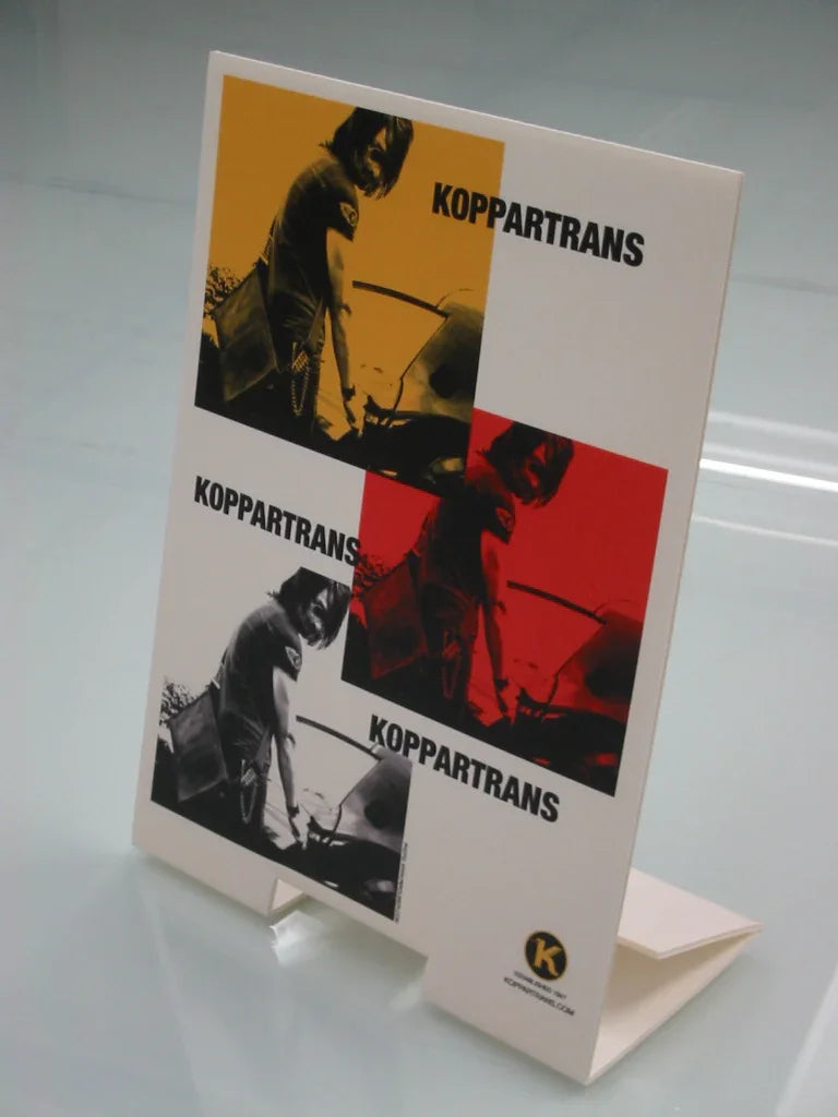 Display board with pop art design, printed on rigid material for advertising or presentation